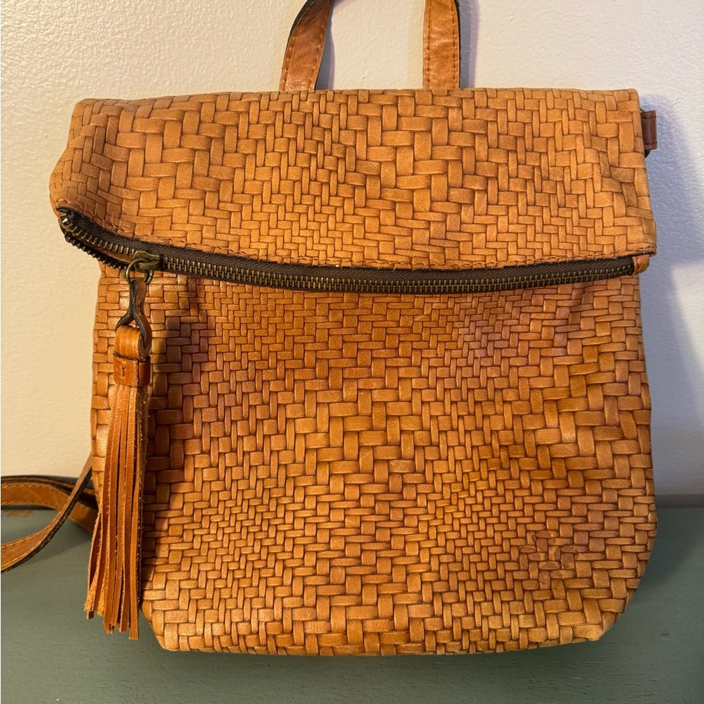 Patricia Nash Luzille Convertible Woven Leather Backpack